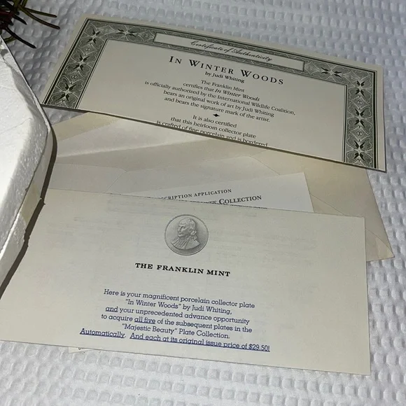 The Franklin Mint Collect Porcelain Plate In Winter Woods HG252238 By JL Whiting - Picture 4 of 4